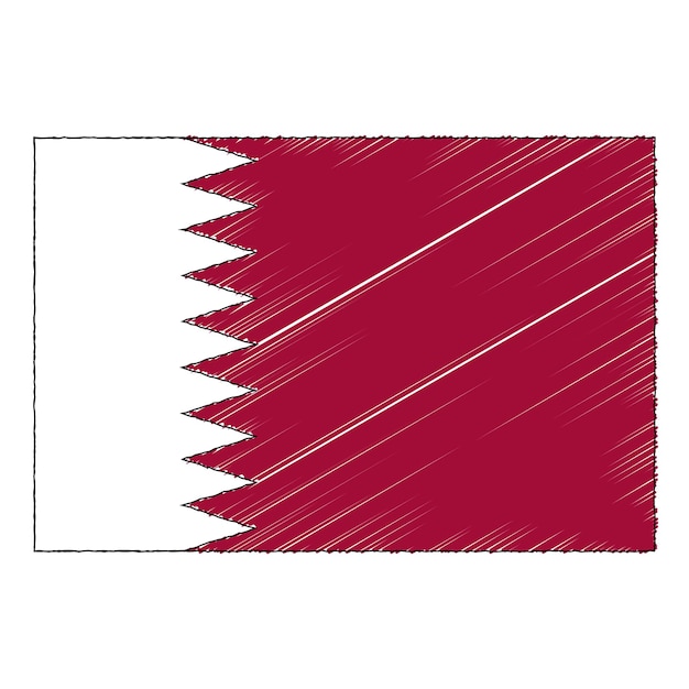 Hand getrokken schets vlag van Qatar. Doodle stijl vector icoon