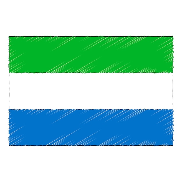 Hand getrokken schets vlag van Sierra Leone. doodle stijl vector icoon