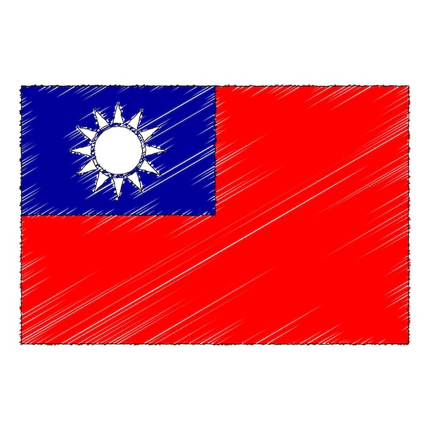 Hand getrokken schets vlag van taiwan. doodle stijl vector icoon