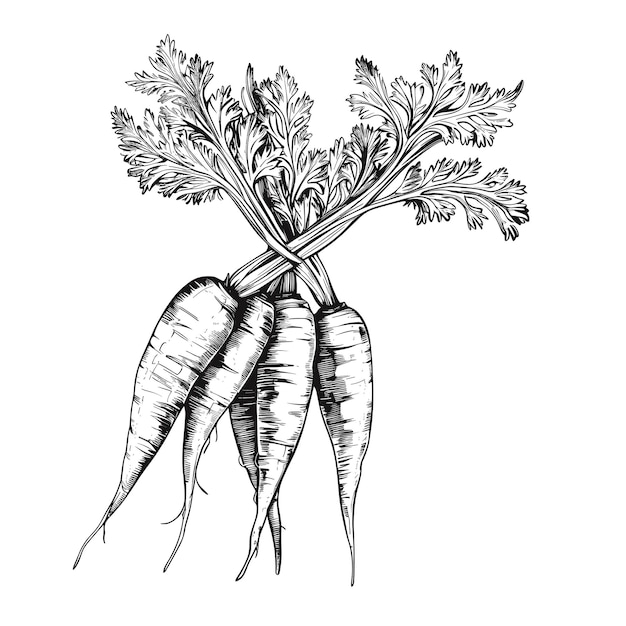 Hand getrokken schets wortel illustratie