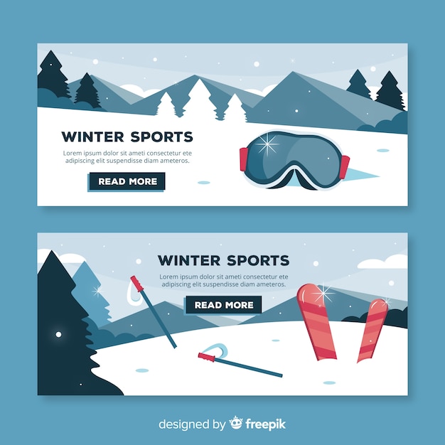 Vector hand getrokken ski en sneeuw badges instellen