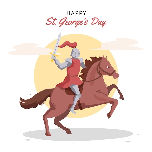 Hand getrokken st. george's day illustratie met ridder