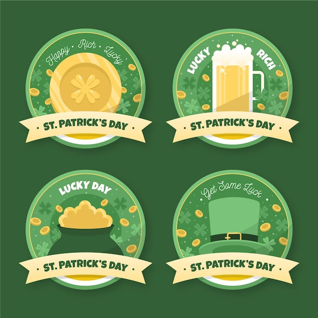 Hand getrokken st. patrick's day badge-collectie