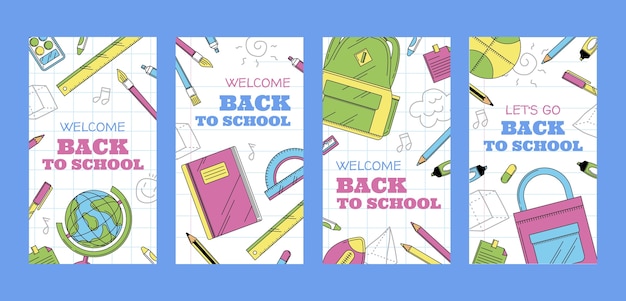 Hand getrokken terug naar school instagram verhalencollectie