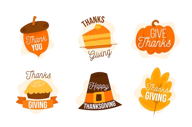 Hand getrokken thanksgiving badge set