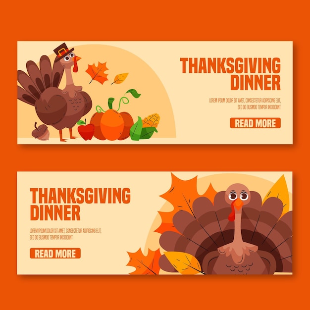 Hand getrokken thanksgiving banners