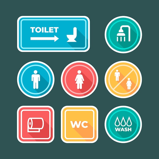 Hand getrokken toilet iconen iconen