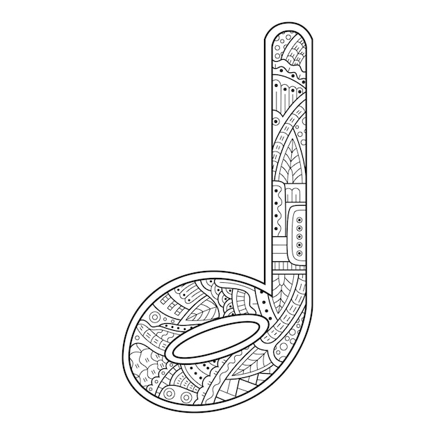 Hand getrokken van muzieknoten in zentanglestijl