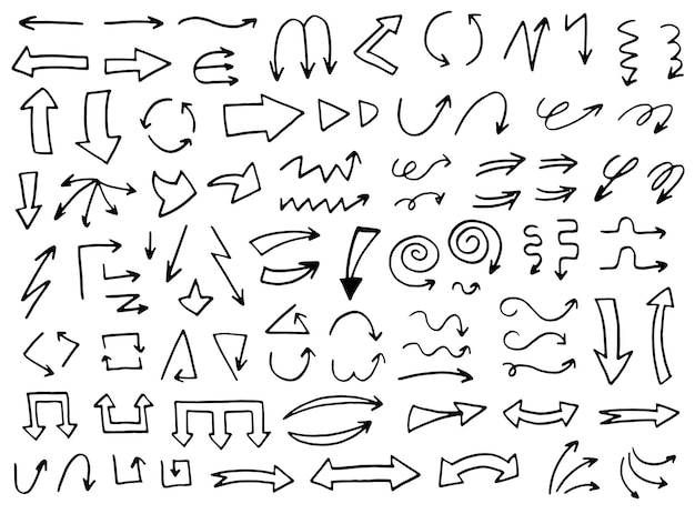 Hand getrokken vector pijl set
