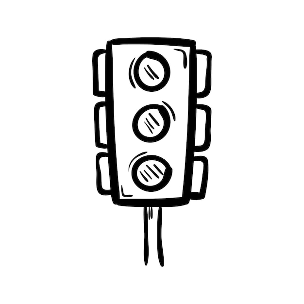 Hand getrokken verkeerslichten doodle pictogram. hand getekende zwarte schets. teken symbool. decoratie-element. witte achtergrond. geïsoleerd. plat ontwerp. cartoon vectorillustratie.