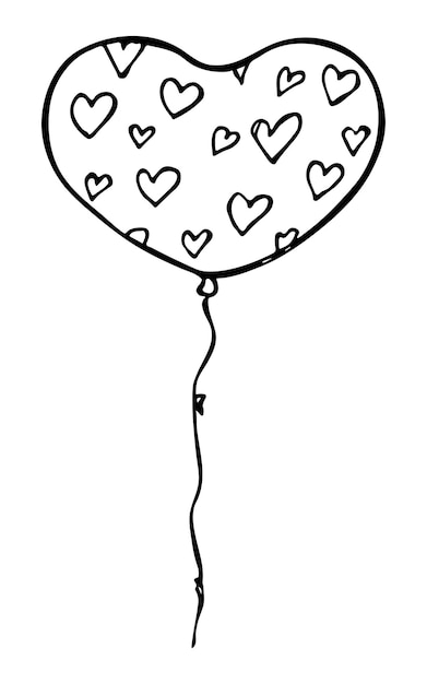 Hand getrokken vliegende ballon illustratie Verjaardagsfeestje doodle Vakantie clipart