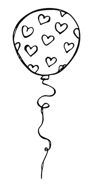 Hand getrokken vliegende ballon illustratie Verjaardagsfeestje doodle Vakantie clipart