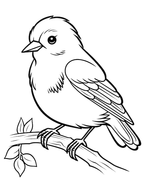 Vector hand getrokken vogel schets illustratie leuke vogel voor kinderen kleurplaat zwart en wit