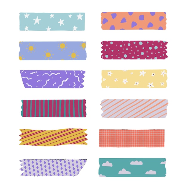 Hand getrokken washi tape-collectie