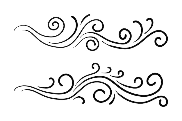 Hand getrokken wind doodle set vectorillustratie