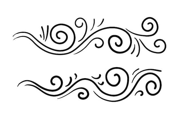 Hand getrokken wind doodle set vectorillustratie