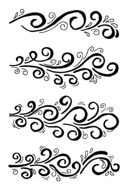 Hand getrokken wind doodle set, vectorillustratie.