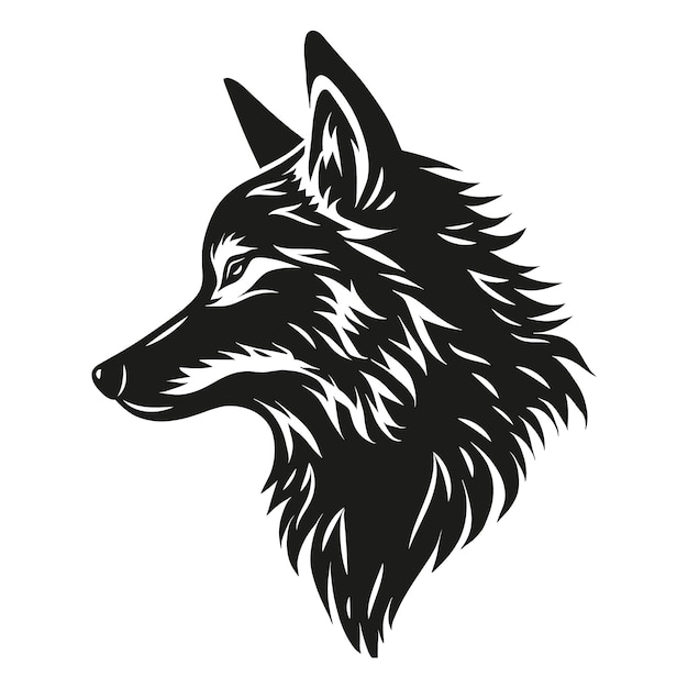 Vector hand getrokken wolf hoofd silhouet