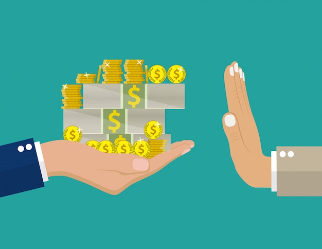 hand giving money to other .