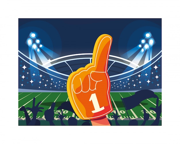 Vector hand glove with number 1 fan, yellow foam finger