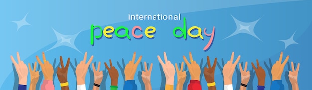 Hand group peace sign world international holiday poster