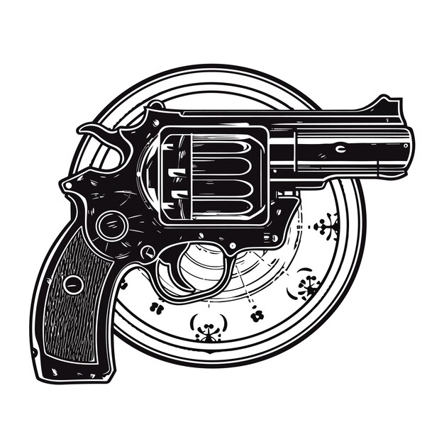Vector hand gun illustration isolated on white background