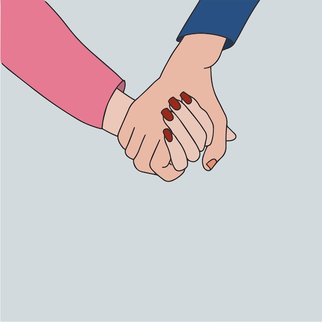 Hand in hand couple holding hands illustration