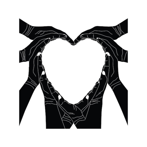 Vector hand heart silhouette