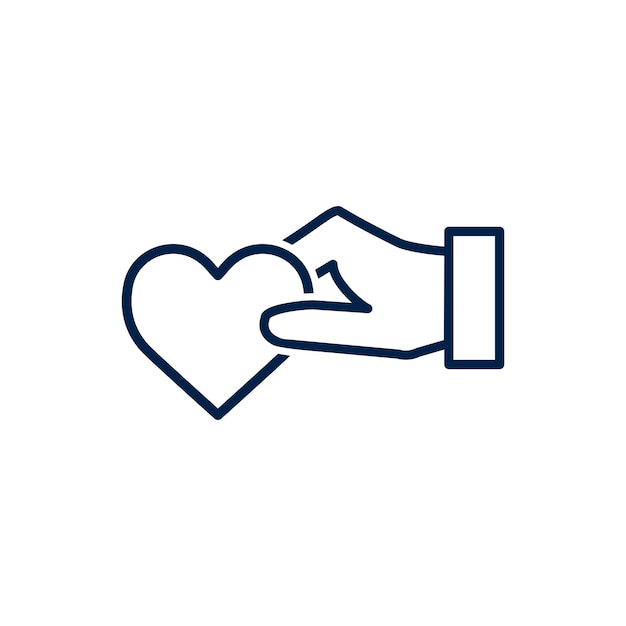 Hand and heart symbol valentine icon flat vector simple isolated illustration