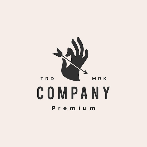 Hand hold arrow hipster vintage logo template