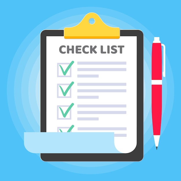 Hand-hold clipboard met te-do lijst claim formulier op het papier vellen check marks tick OK