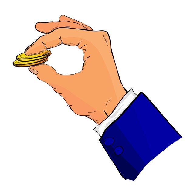 Vector hand hold coin rupiah simple vector hand draw sketch