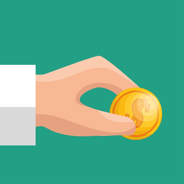 Vector hand hold coin save money icon