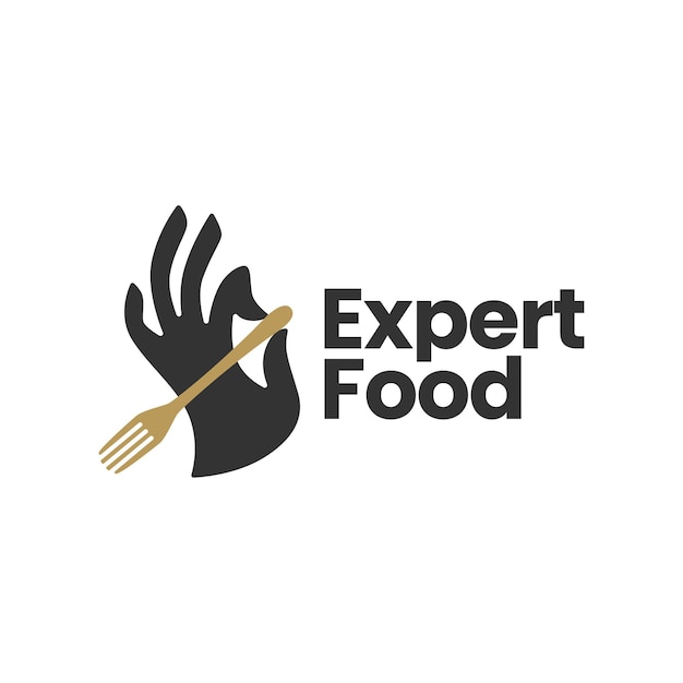 Hand hold holding fork restaurant food logo template