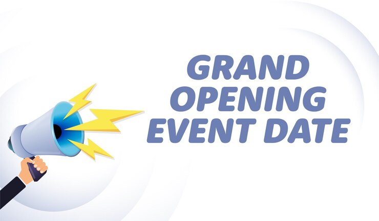 वेक्टर hand hold megaphone grand opening event date realistic 3d megaphone