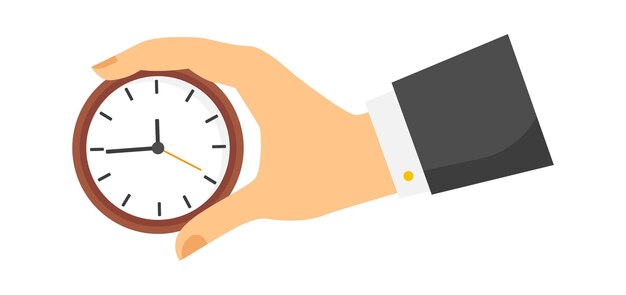 Vector hand hold old clock flat icon time is money