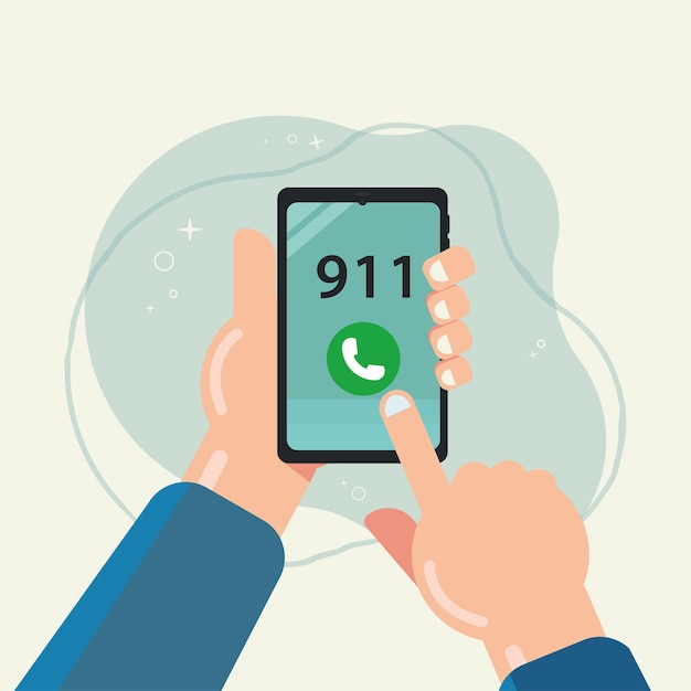 Hand hold phone call 911 concept vector illustration