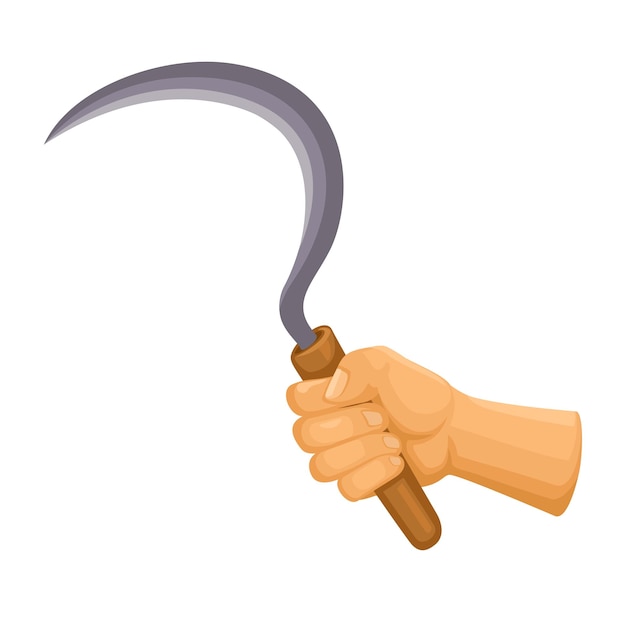 Vector hand hold sickle cartoon illustration vector