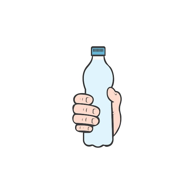 Hand hold water bottle male hand plastic water