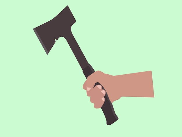 hand holding axe vector drawing