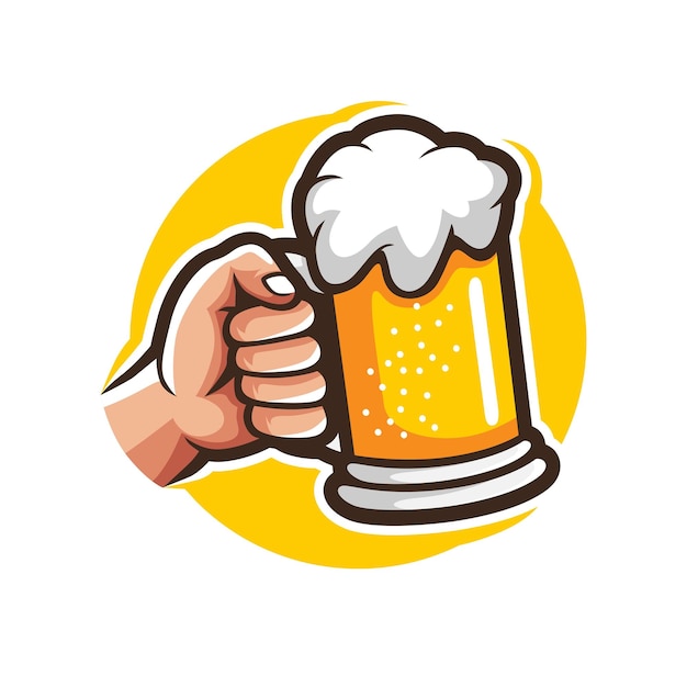 Hand Holding Beer Logo Design Template Inspiration, Vector Illustration.