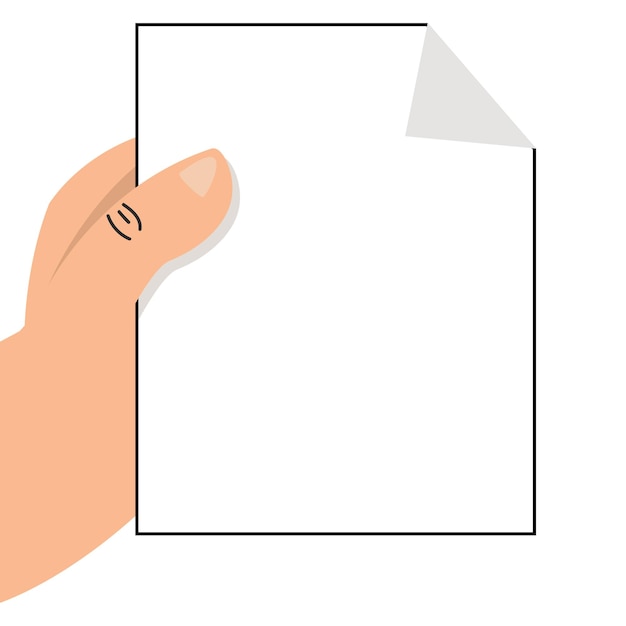 Hand holding a blank sheet of paper sign