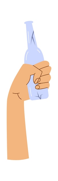 Vector hand holding broken bottle