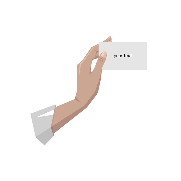 Vector hand holding business card with space for your text isolated vector illustration