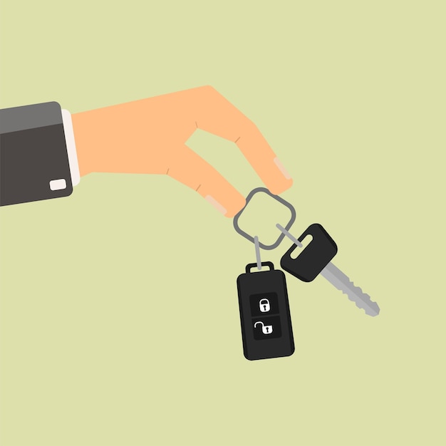 Hand holding car key Buying or rent car