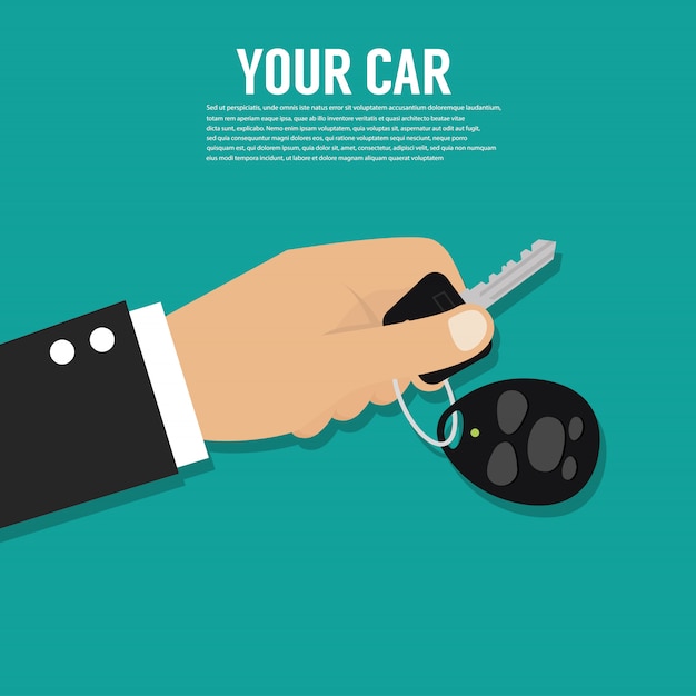 Vector hand holding car key or home key