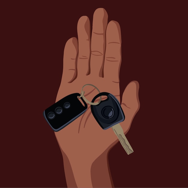 A hand holding a car key with the keys on it