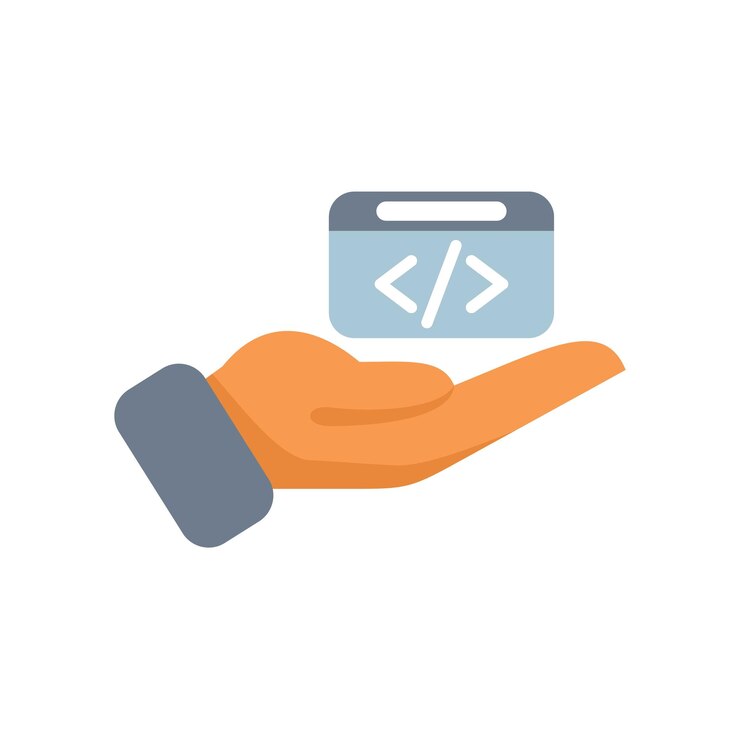 Vector hand holding code programming development icon