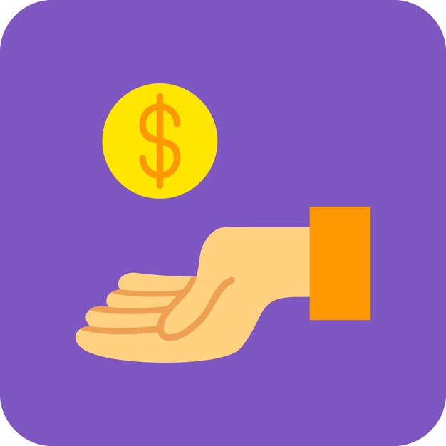 Vector hand holding coin icon