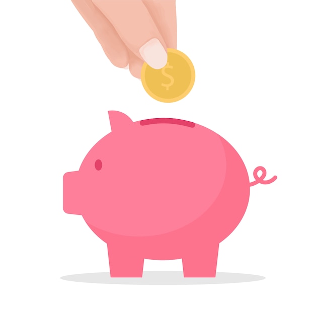 hand holding coin for piggy bank